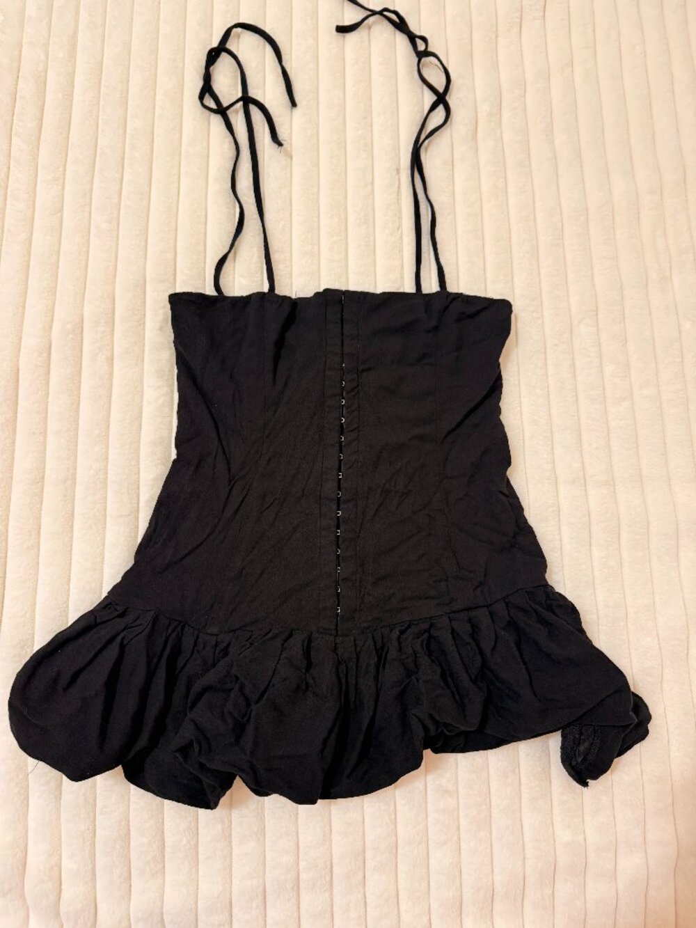 Windsor Black Corset Ruffle Mini Dress Tie Strap Bodycon